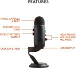 Blue Yeti Premium Multi-Pattern USB Condenser Microphone – Blackout