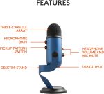 Blue Yeti Premium Multi-Pattern USB Condenser Microphone – Midnight Blue