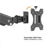 MXG BMA-12U Single Monitor Premium Aluminum Spring-Assisted With 3.0 USB Cable Monitor Arm – Matte Black