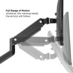 MXG BMA-12U Single Monitor Premium Aluminum Spring-Assisted With 3.0 USB Cable Monitor Arm – Matte Black