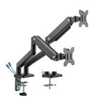 MXG BMA-24U Dual Monitor Premium Aluminum Spring-Assisted With 3.0 USB Cable Monitor Arm – Matte Black