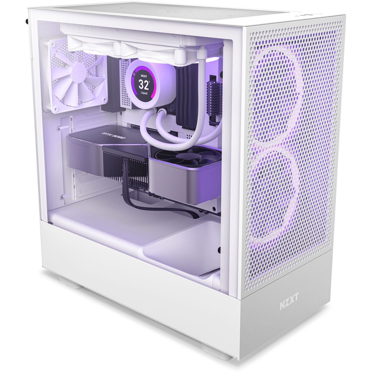 NZXT H5 Flow Mid Tower Gaming Chassis – Matte White