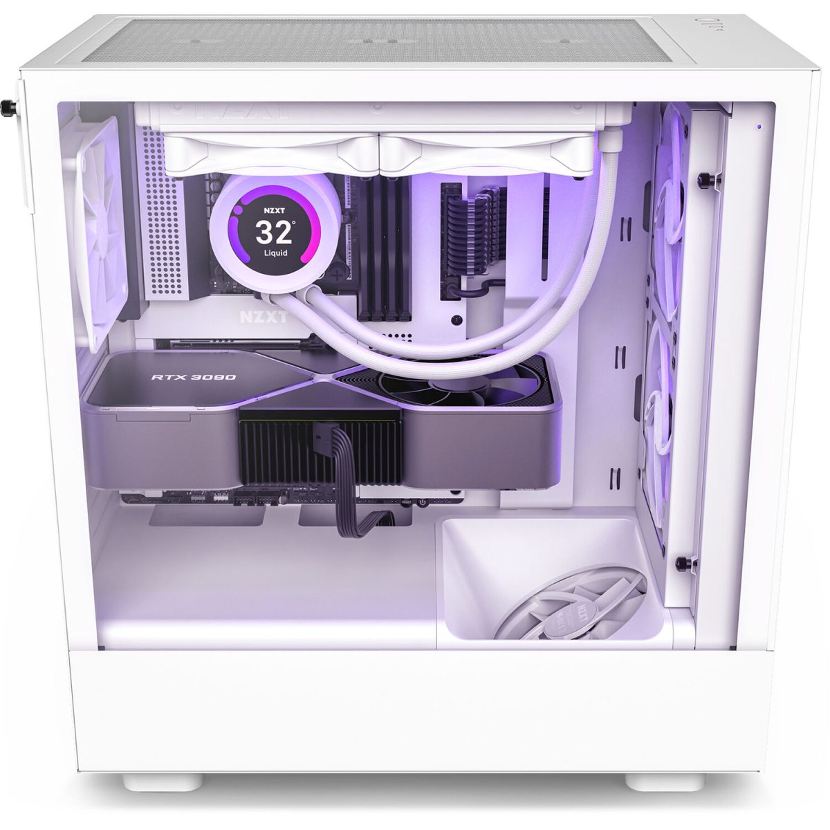 NZXT H5 Flow Mid Tower Gaming Chassis – Matte White