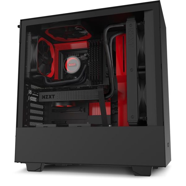 NZXT H510 Mid Tower Gaming Chassis – Matte Black/Red