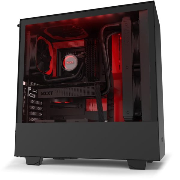 NZXT H510i Mid Tower Gaming Chassis – Matte Black/Red