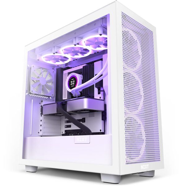 NZXT H7 Flow Mid Tower Gaming Chassis – Matte White