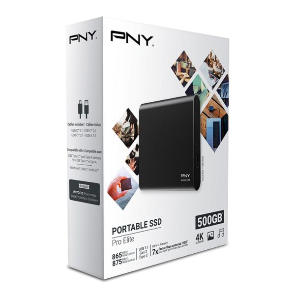PNY Pro Elite 500GB USB 3.1 Gen 2 Type-C Portable SSD