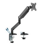 MXG BMA-12U Single Monitor Premium Aluminum Spring-Assisted With 3.0 USB Cable Monitor Arm Matte Black