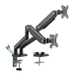 MXG BMA-24U Dual Monitor Premium Aluminum Spring-Assisted With 3.0 USB Cable Monitor Arm Matte Black - Image 3