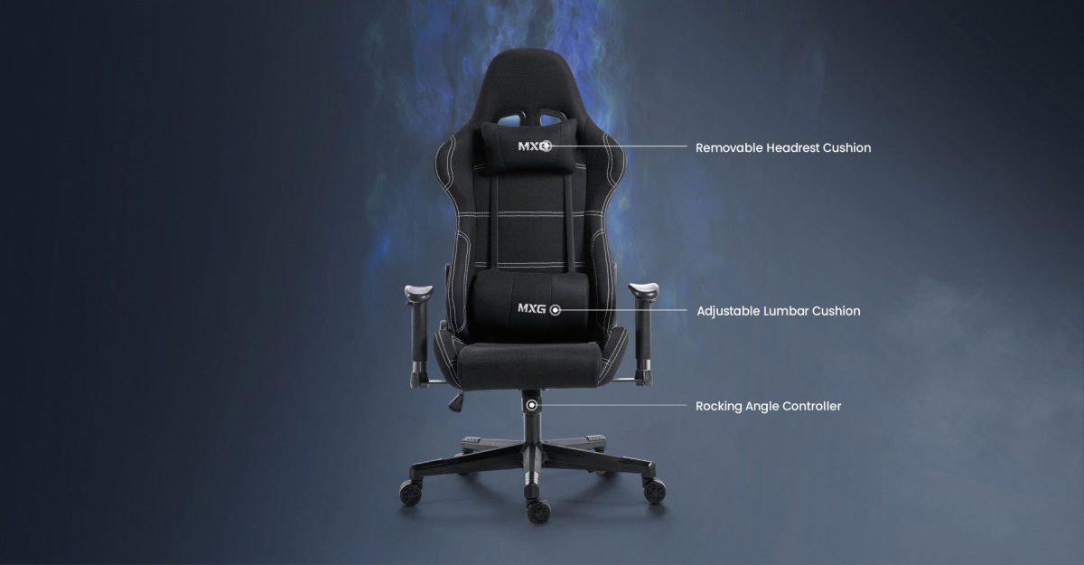 MXG FGC-01 Upholstered Fabric with Headrest and Lumbar Support Gaming Chair - Image 2