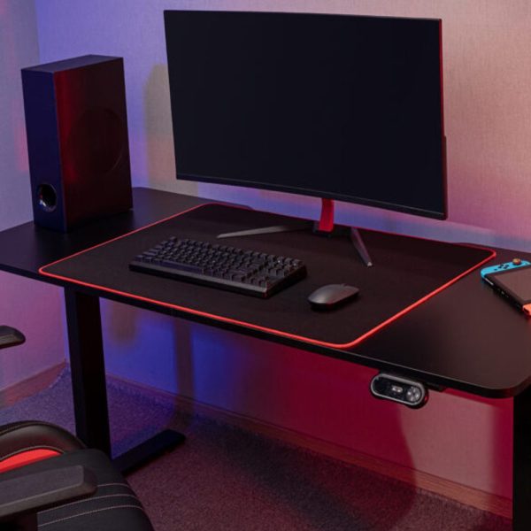 MXG MGD-01R Motorized/SIT-Stand Desk With Fast Charging Ports and Creative Control Panel